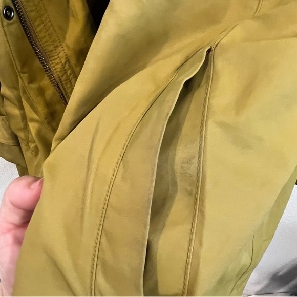 Eileen Fisher size medium yellow green lined light weight hooded raincoat - Picture 8 of 16